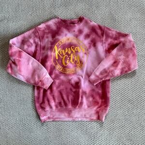 Kansas City Tie Dye Red Yellow Crewneck Fleece Womens Swiftie Fun Sweatshirt M